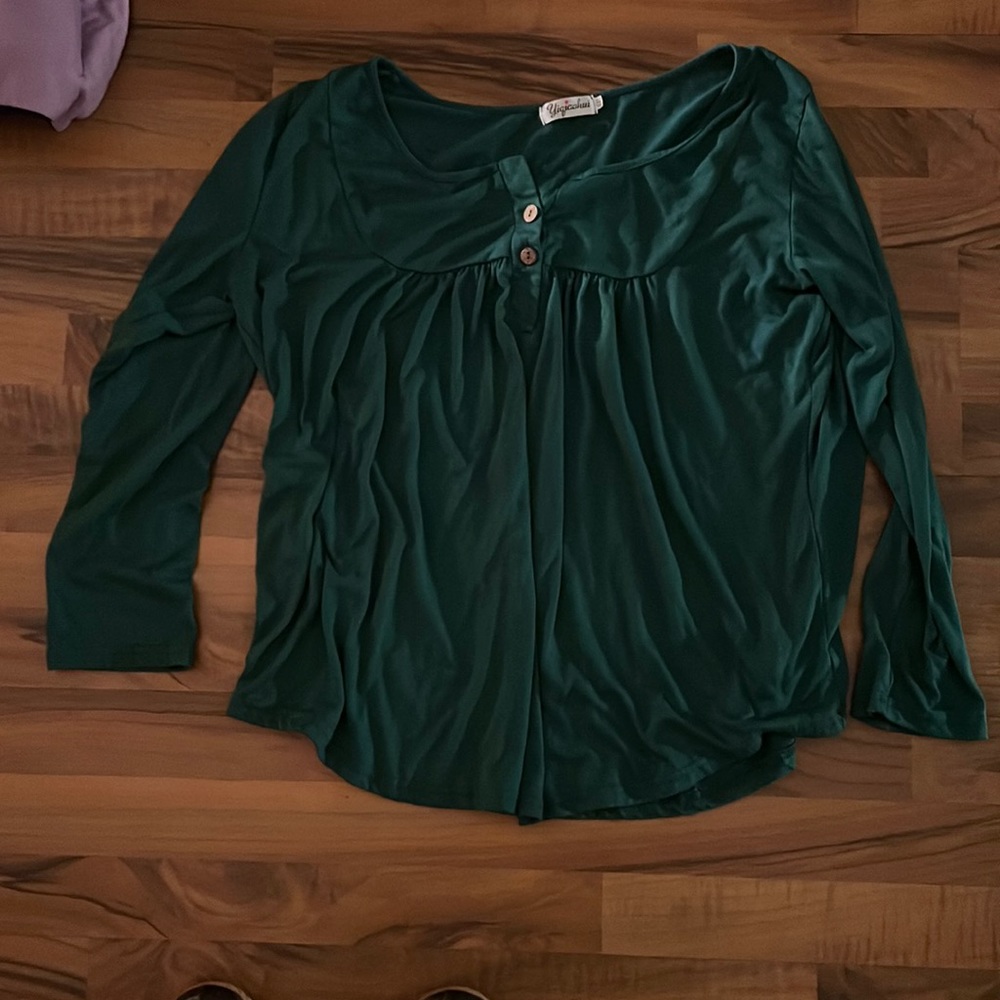 Long sleeve button neck blouse